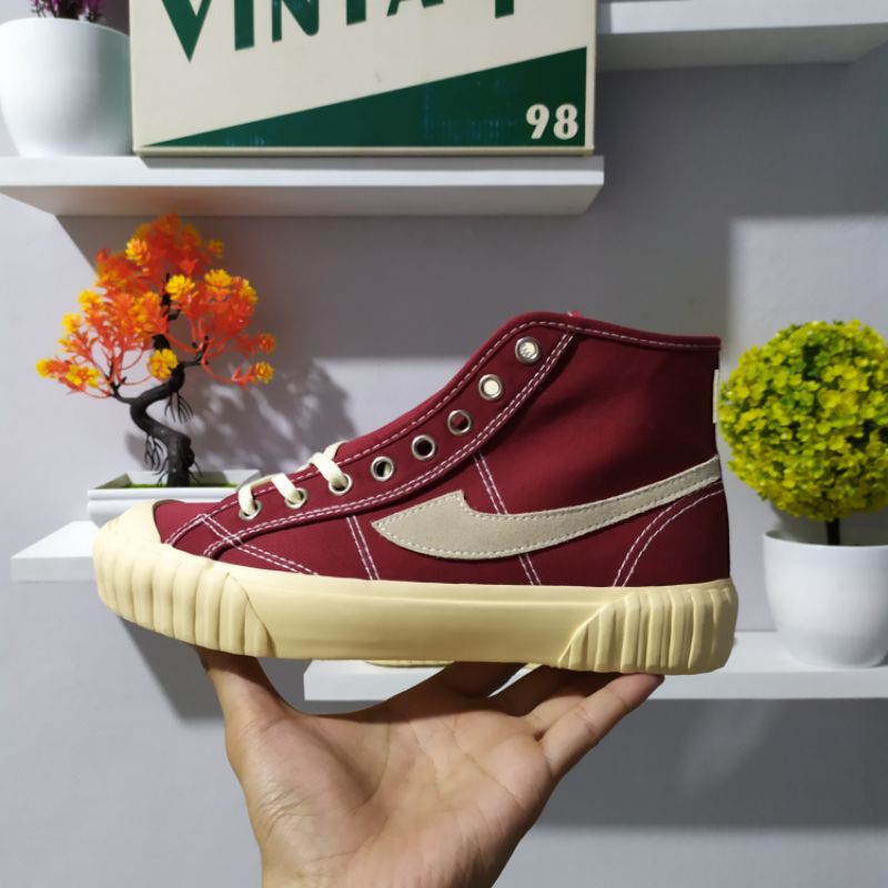 Sepatu Compass Vintage Hi Originial Quaranty (Black White/Maroon/Mustard/Green/Grey/Navy)-6