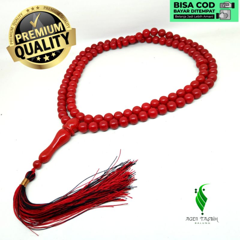 TASBIH BATU MARJAN CORAL MERAH ASLI KUALITAS SUPER ORIGINAL!!!