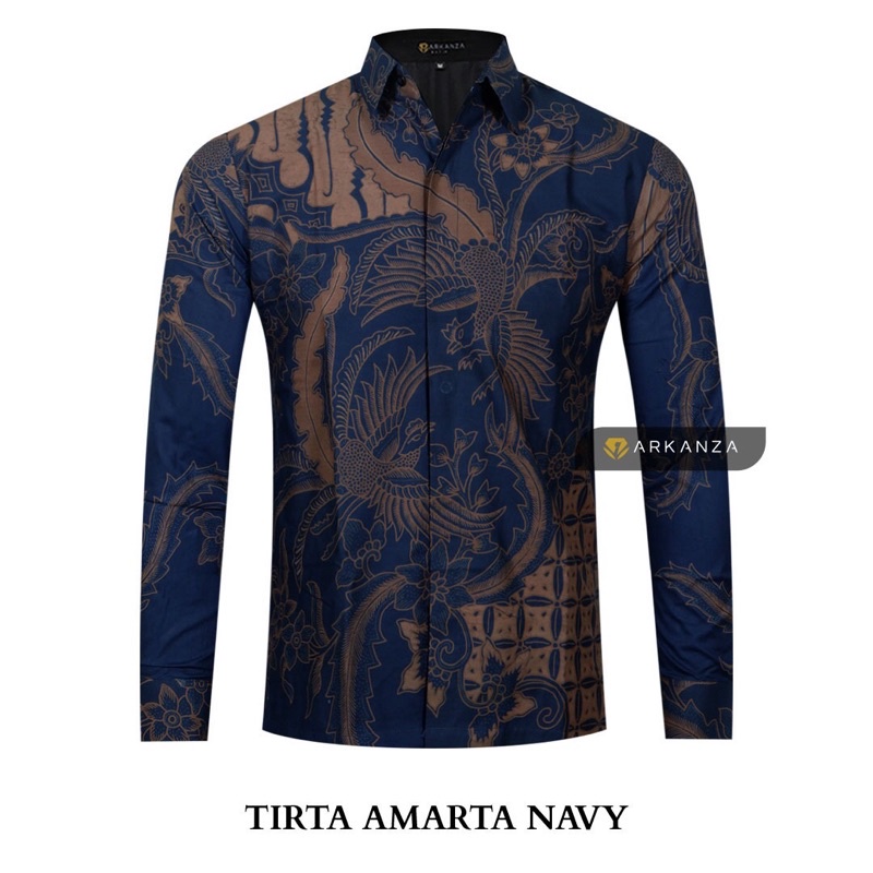 BATIK ARKANZA Motif Tirta Amarta Navy Baju Batik Pria