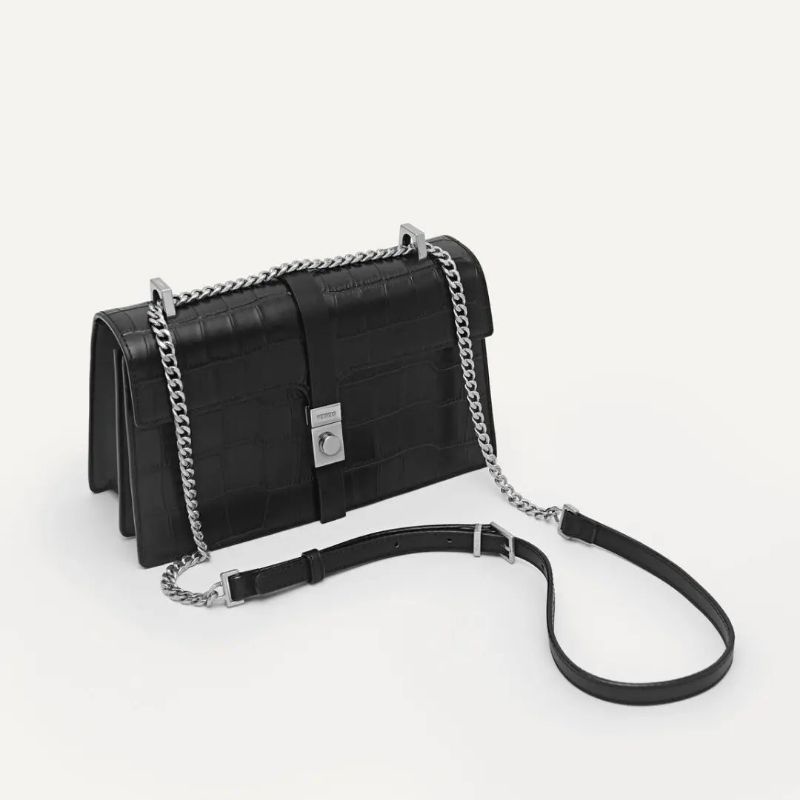 8.8 SALE | PDRO Leather Croc-Effect Shoulder Bag
