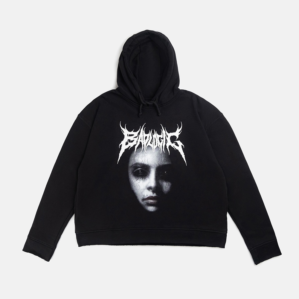 BADLOGIC - Crop Hoodie Oversize Unfinished "ETERNAL AGONY"