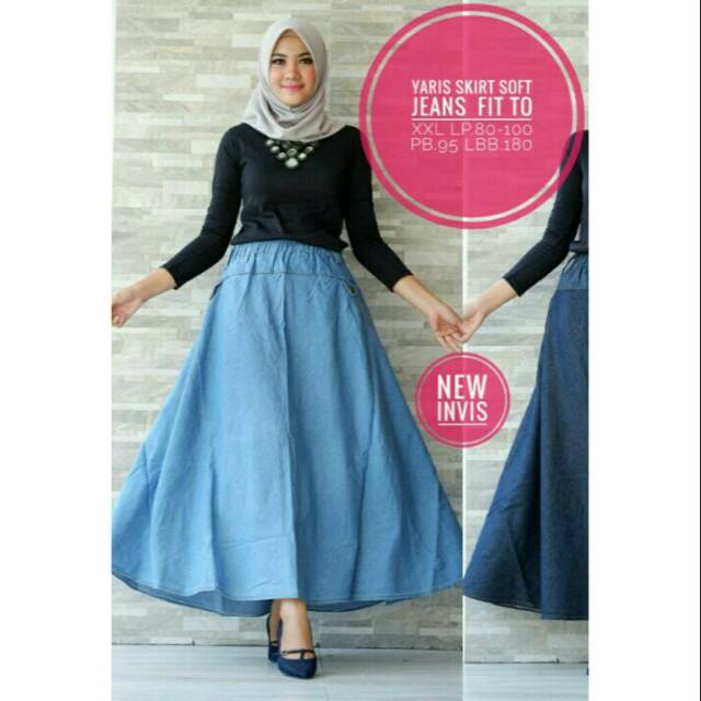 rok wanita rok jeans umbrella mayung biru terang best seller jeans alus jeans wash