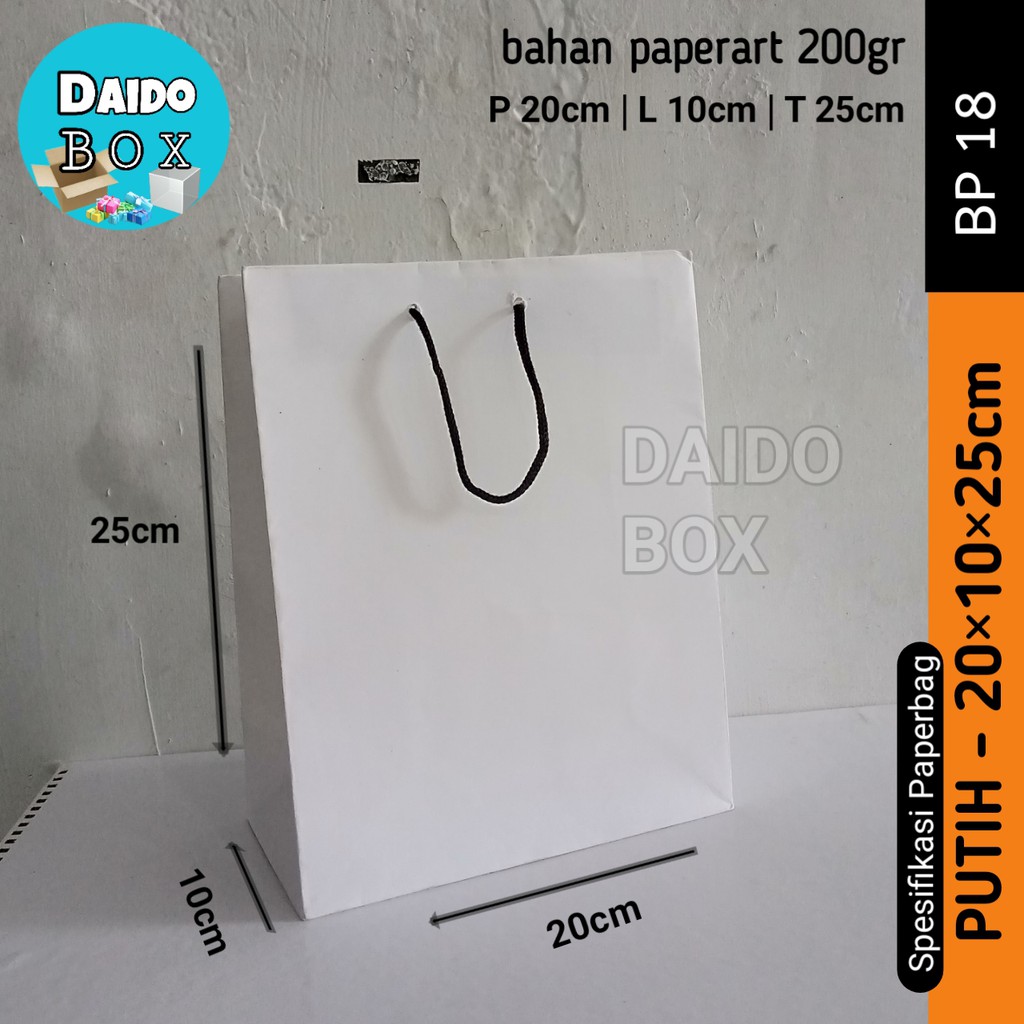 

ISI 12 BIJI Paper Bag Putih Murah Bp18 | Tas Kertas | Paperbag Polos Shopping Bag