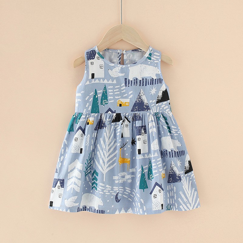 BABYSICAL 1-4 Thn - Aneka Dress anak Dress Bayi Korea Cotton Bamboo Motif Premium-Winter Blue