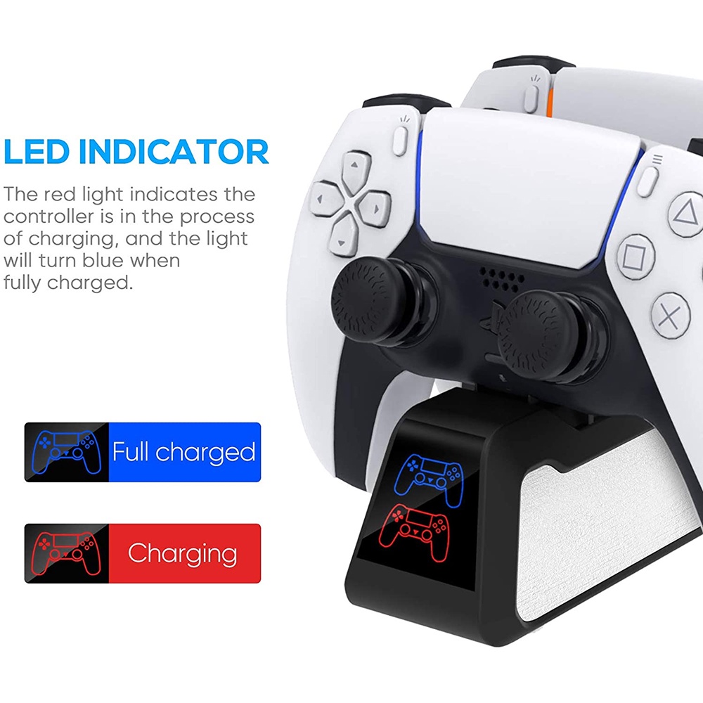 OLPAY Dok Pengisi Daya Controller Charging Docking Station Stand 2 Port for PS5 Gamepad - SON599 - Black White