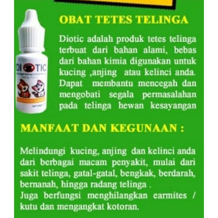 DIOTIC OBAT TETES TELINGA KUCING ANJING KELINCI 10ML ORIGINAL