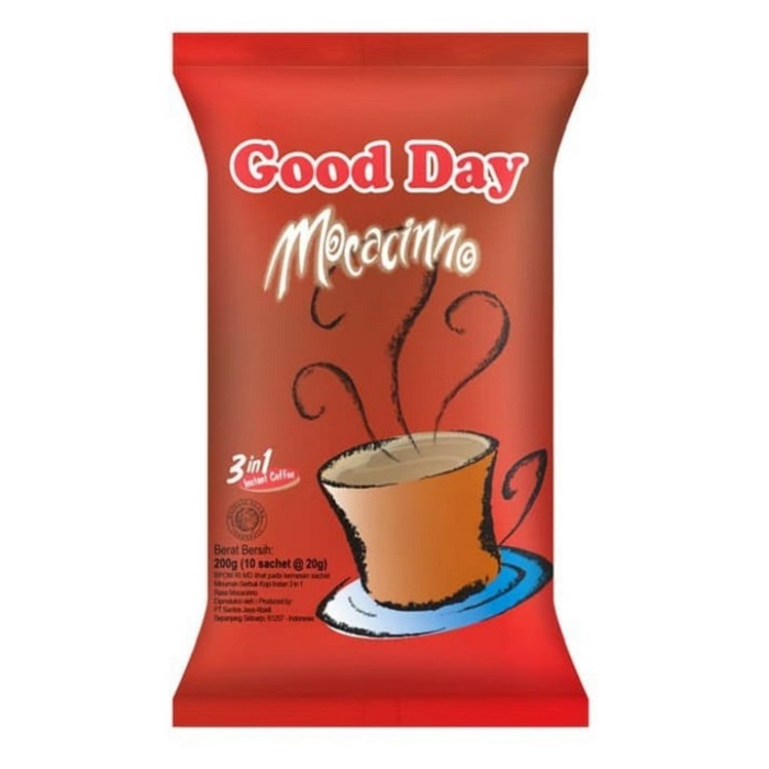 

Good Day Mocacinno Kopi 3 in 1 Bungkus 10 sachet 20 gram