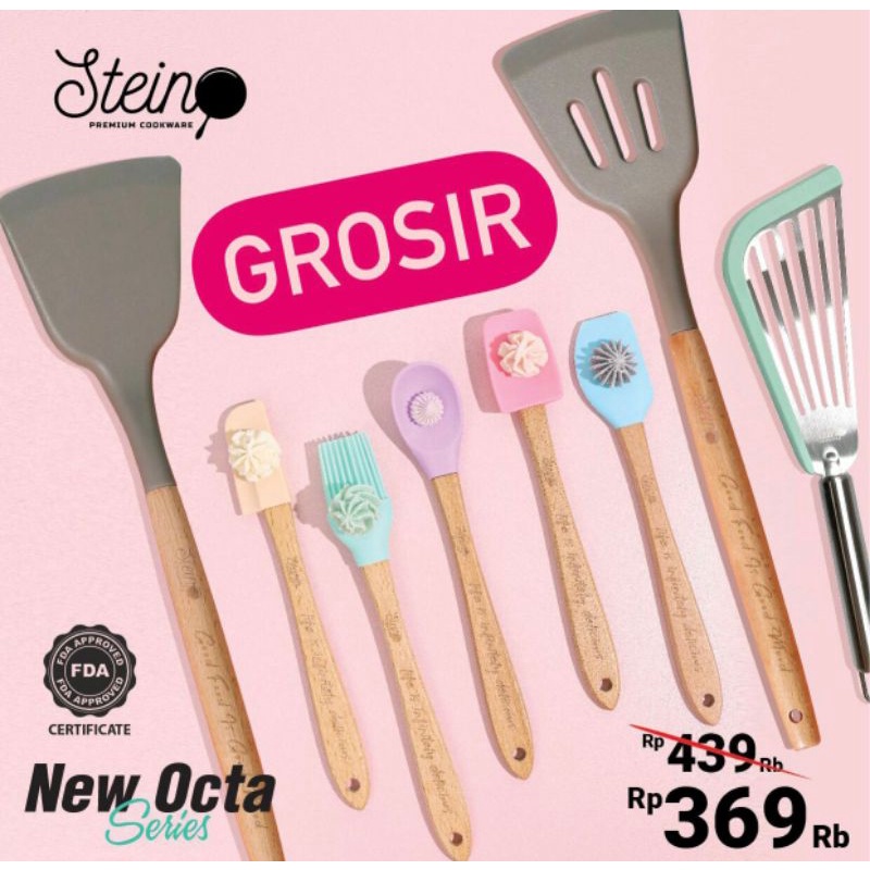 (VOUCHER POTONGAN 10%) Steincookware Stein New OCTA Spatula Sutil 8 in 1