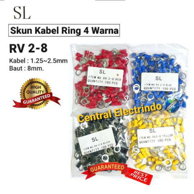 Skun Kabel Ring Warna RV 2.8 Kabel 1.5~2.5mm Baut 8mm SL.