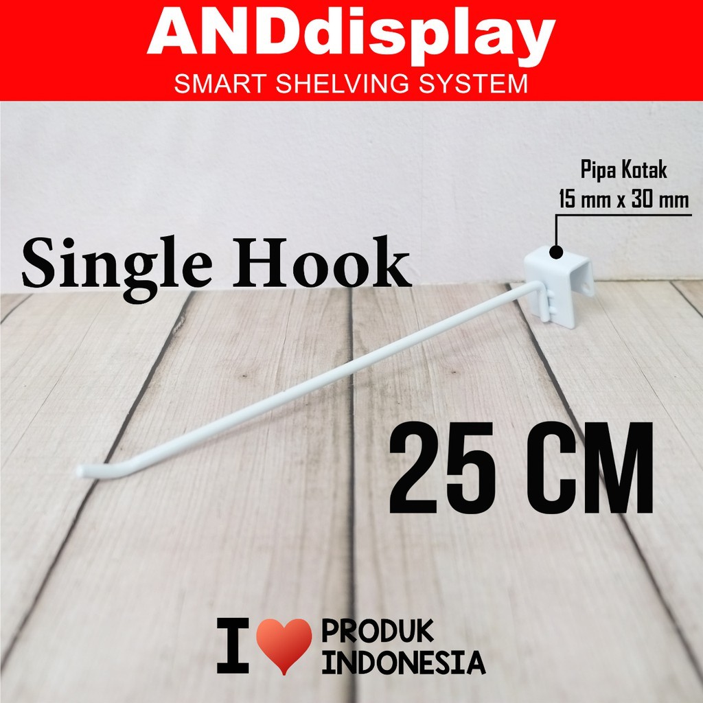 SINGLE HOOK 25 CM PER 10 PCS CANTOLAN AKSESORIS GANTUNGAN PIPA KOTAK ANDDISPLAY