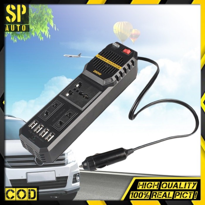 Colokan lighter Inverter converter car Charger HP Mobil 200w 12v USB SH105