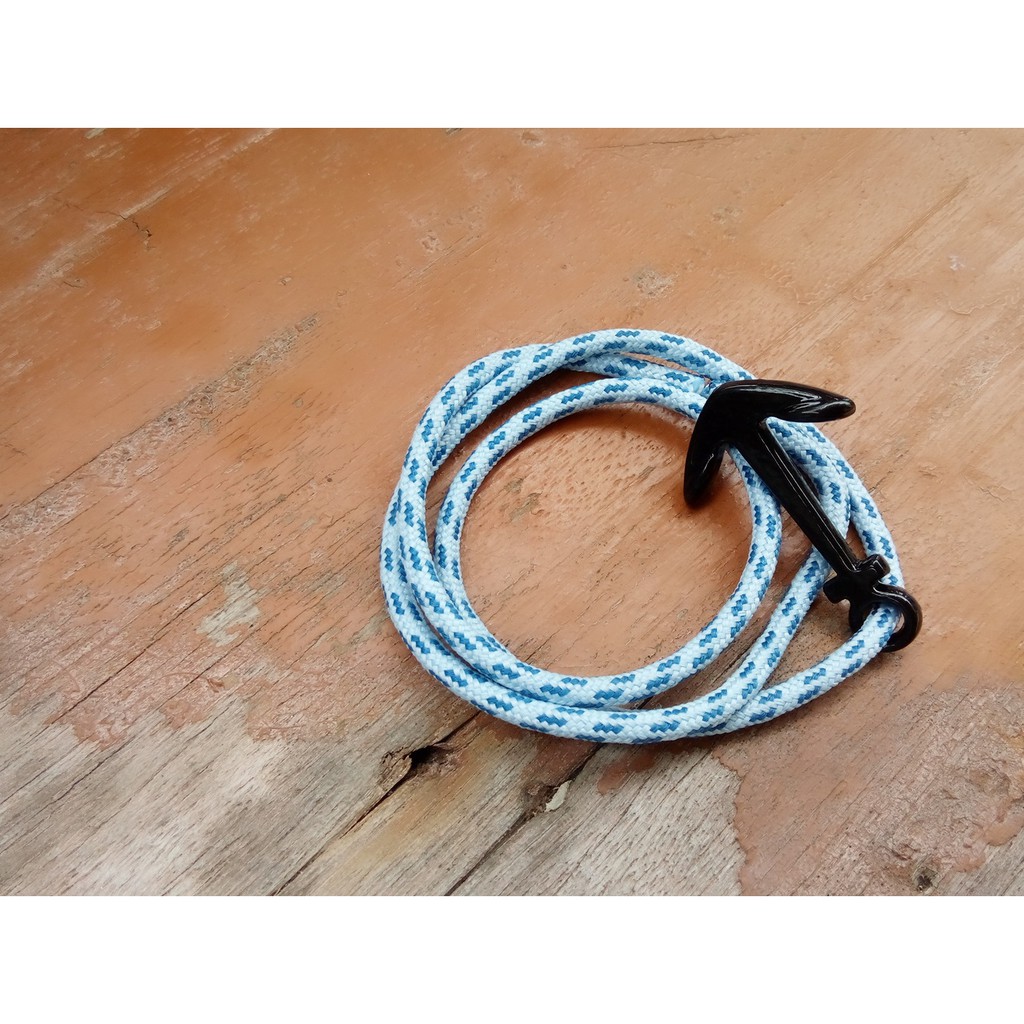 Gelang Tali Prusik / Paracord Lengkap Murah Putih Motif Biru