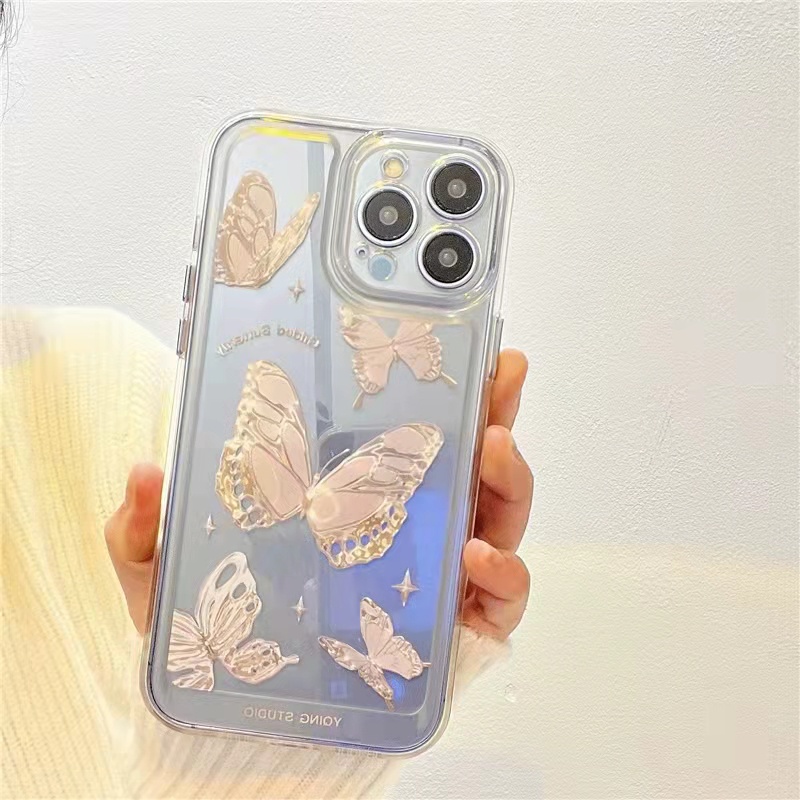 Case Pelindung Bahan Akrilik Transparan Motif Butterfly Untuk iPhone 13 Pro 13prm 11 7Plus 8Plus Xr XS 13 12 Pro Max