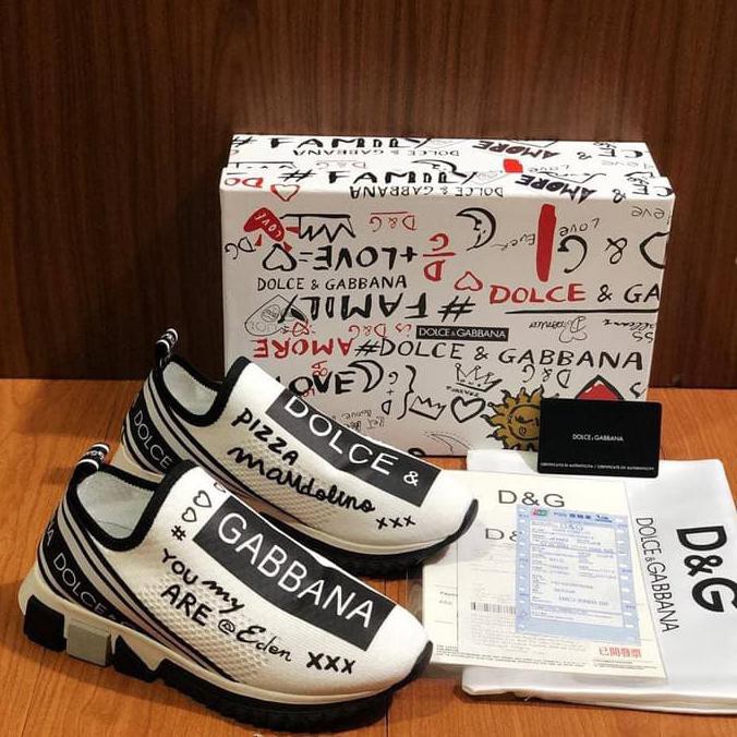 ✨STOK TERBATAS♎ sepatu wanita Dolce & Gabbana Sorrento Sneakers - Graffitti Print White - Women