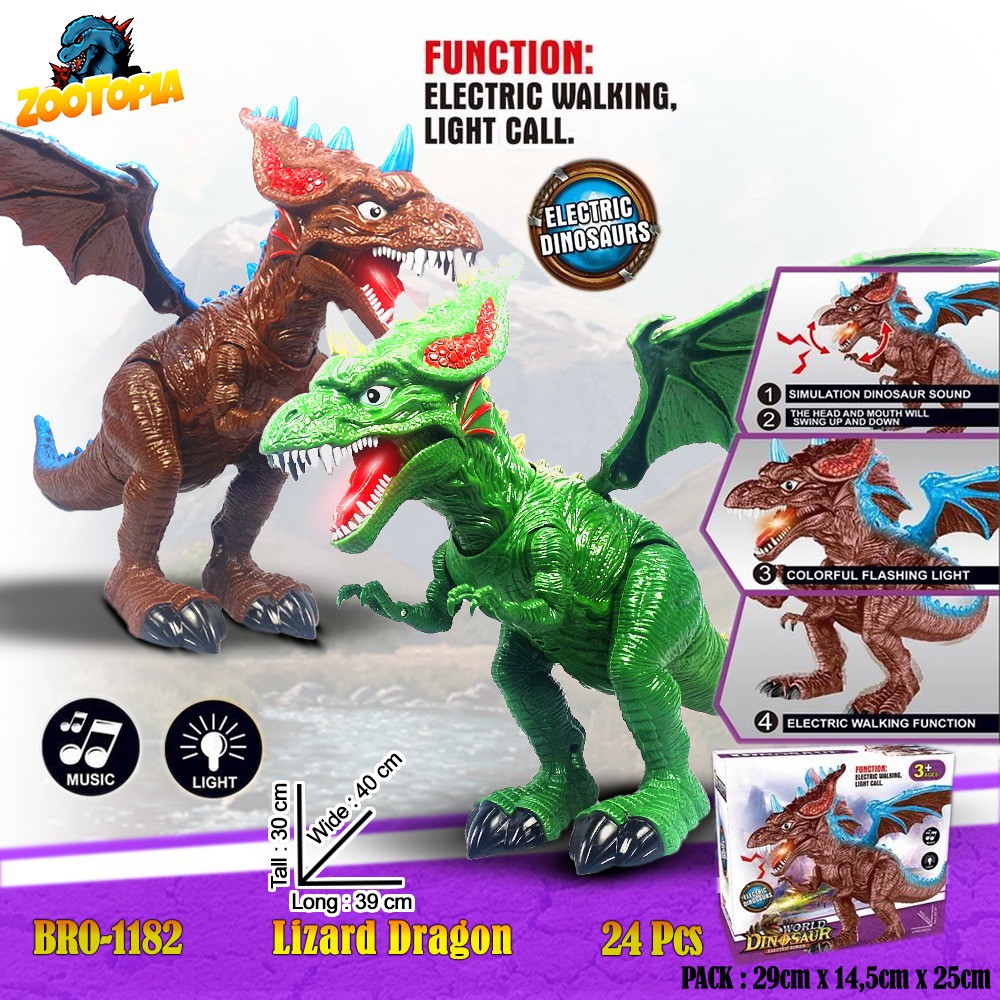 PROMO BRO1182 Trex Lizard Dinosaurus Baterai Mainan Anak Edukatif Animal Koleksi Safari ZOOTOPIA