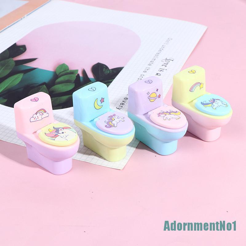 (AdornmentNo1) 2pcs Rautan Pensil Bentuk Toilet Kartun Untuk Stationery Kantor