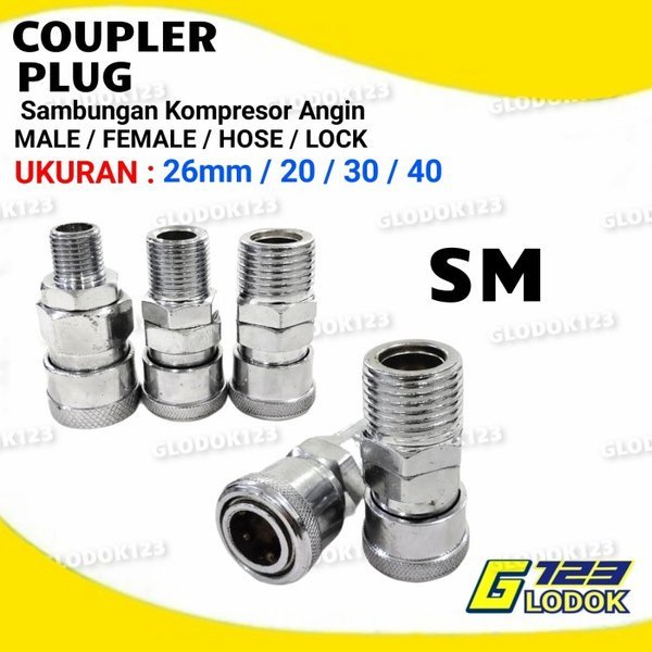 Kopler Angin Drat Konektor Coupler SF SM 20 30 40 1 per 4 3per 8 1per2