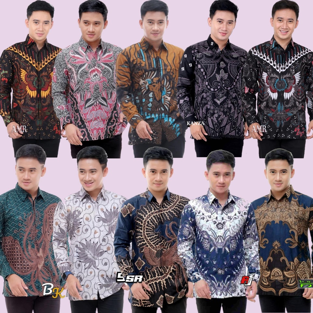 BATIK PRIA LENGAN PAJANG KEMEJA BATIK KANTOR HRB026 motif KERATONAN Kode 002 size M L XL XXL Reguler