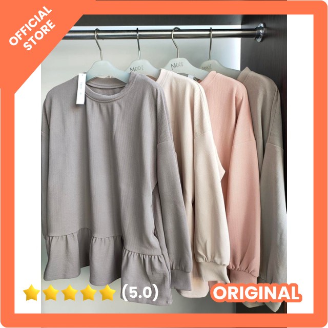 BLOUSE Wanita Hijab Atasan Mulismah IMPORT RIMPLE Bahan Kaos bertekstur All size Tidak Busui