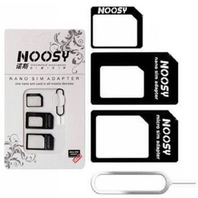 Noosy Sim Card Adapter + Jarum Sim Tray Dudukan Kartu Telepon Standard Micro Nano Sim Card Tray 3in1