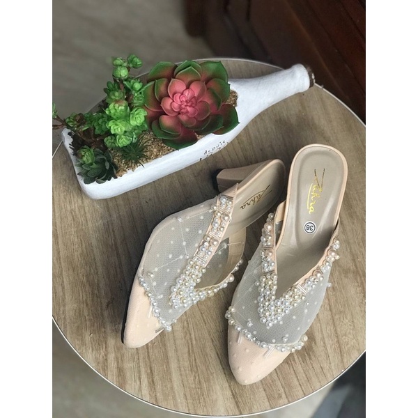 Termurah!!!! COD sendal hak payet 5cm mewah best seller/ sepatu pengantin / sepatu brukat / sepatu payet / wedding shoes / sandal pesta