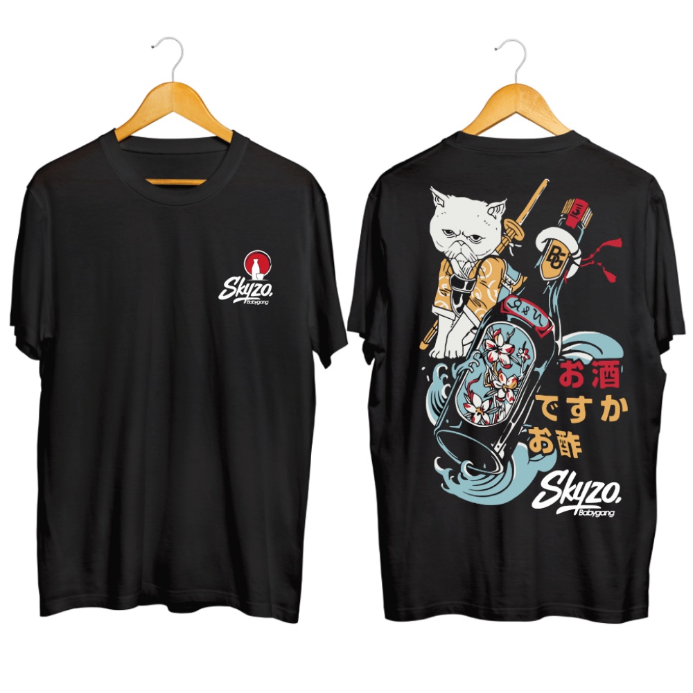 Kaos Skyzo Babygang Cat  Kaos Kucing Jepang  Kaos Tulisan Jepang  KAOS KANJI  KAOS KEKINIAN  KAOS DI