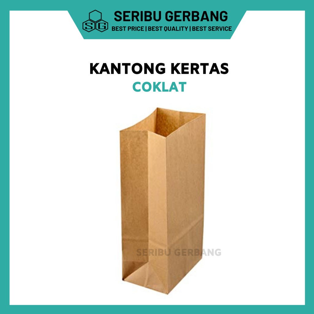 

100PC KANTONG KERTAS COKLAT PAPER BAG BUNGKUS FLAT GORENGAN FOOD KUE