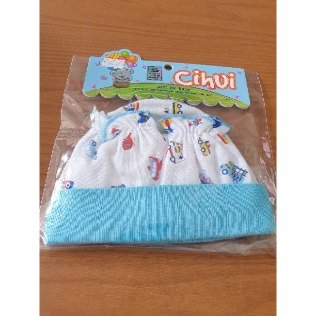 SARUNG TANGAN KAKI + TOPI BAYi CIHUI MOTIF MOBIL