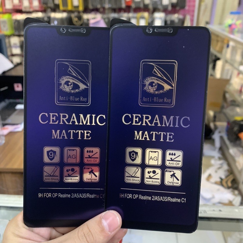 Ceramic Glass Realme C1 Realme 2 Oppo A3s - Matte Anti Blue Ray Screen Protector - UA