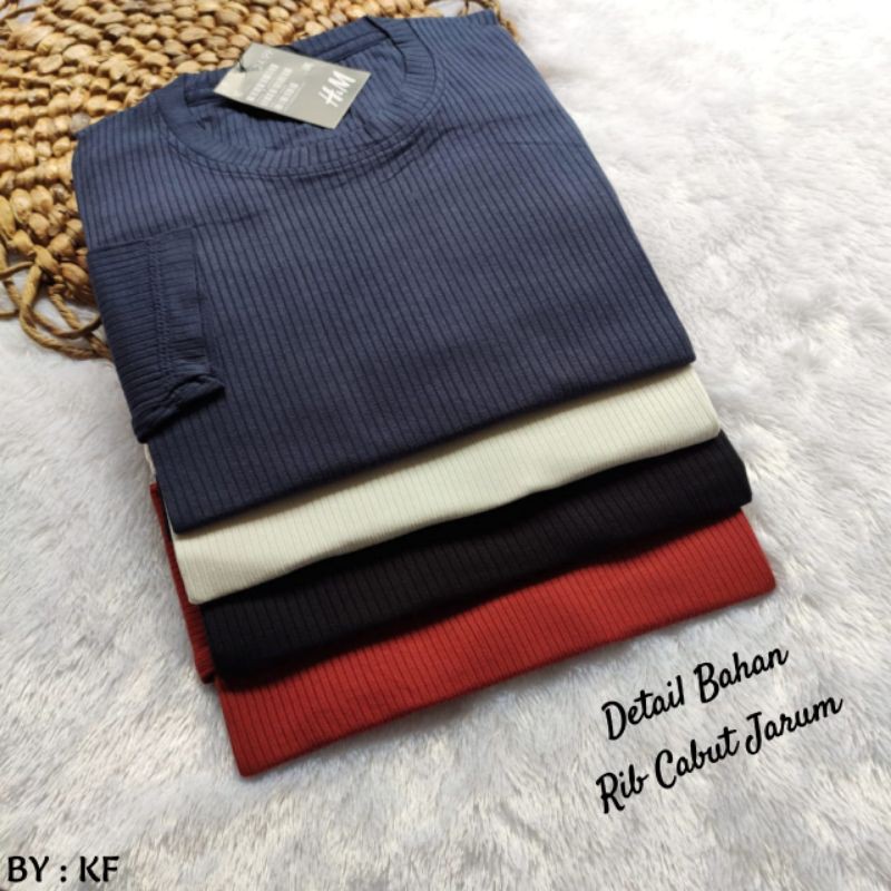 Kaos lengan panjang remaja rib wafer katun polos