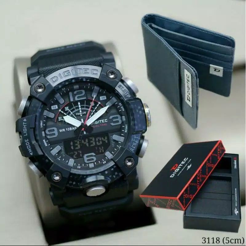 JAM TANGAN PRIA SPORTY KEREN DIGITEC PAKET NEW FREE DOMPET CANTIK