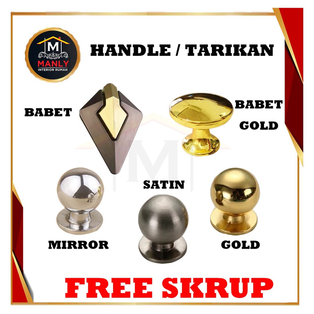 Tarikan Handle Knob Pentol Bulat Laci / Handel Lemari knob Stainless / Knop Baut Mur