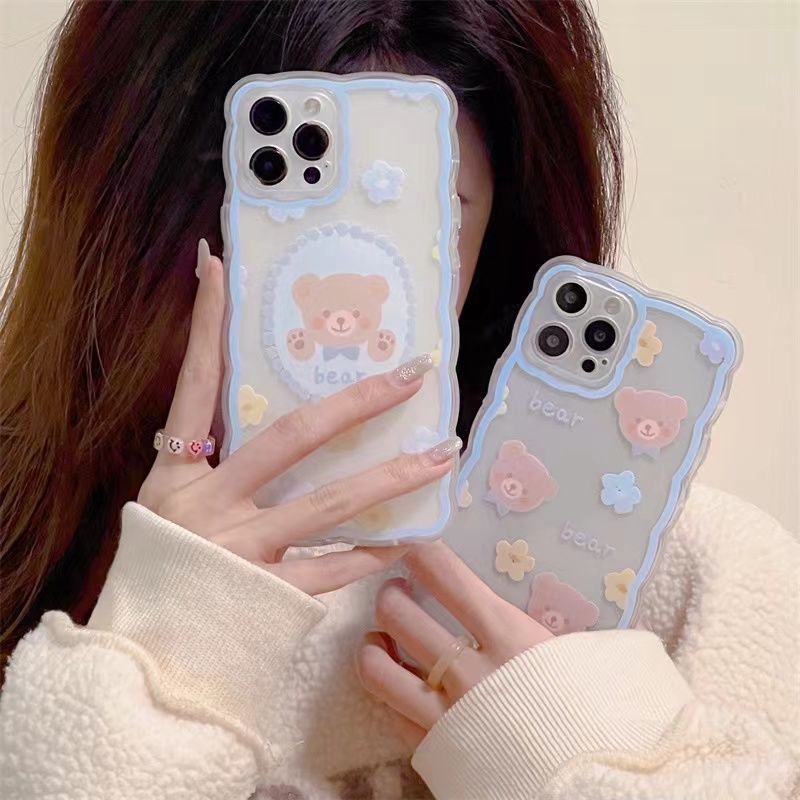 Scase Case Pelindung Handphone Motif Beruang Untuk iPhone 13 / 12 Pro Max / 11 / XS / XR / X / 8 / 7 / 6 / 6s Plus