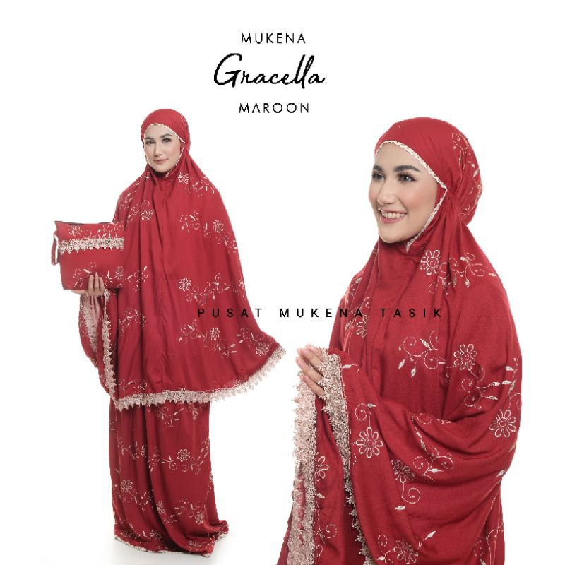 PUSAT GROSIR BELI MUKENA DEWASA KATUN RAYON BORDIR MANUAL GRACELLA | COD TERATAI SABRINA TERMURAH