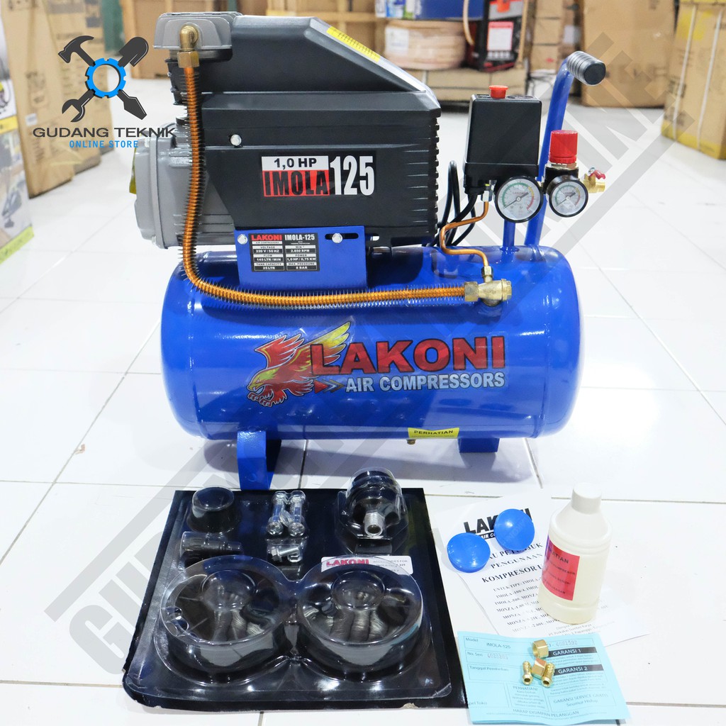 Mesin Kompresor 1 PK IMOLA 125 Kompressor Lakoni Pompa Angin Udara Listrik Compressor 25L 1HP