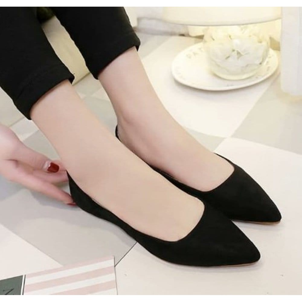 Kharisma Sepatu Flatshoes wanita Ballerina Hitam SOL karet