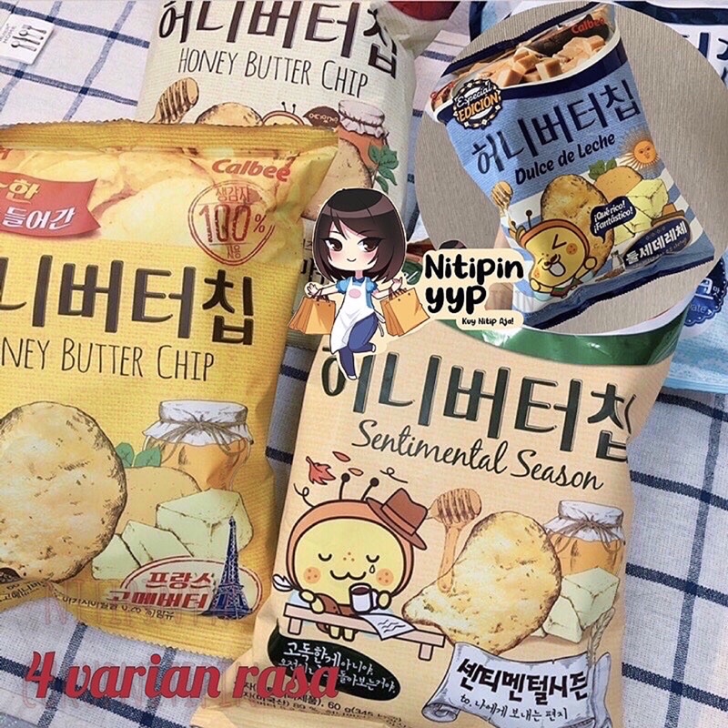 [HALAL ASLI KOREA] Calbee Haitai HONEYBUTTER Potato Chip — KOREAN CHIPS Honey Butter, Keripik Kentang Madu (60gr)