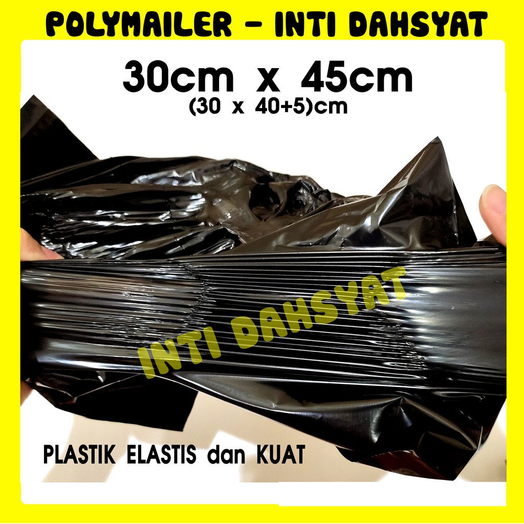 

POLYMAILER HITAM GLOSSY 30x45 (30x40 +5 Sealtape) Satuan Eceran Kantong Amplop Toko Online Shop