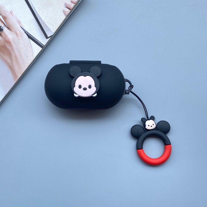 Casing Soft Case Silikon Motif Kartun Minnie / Mickey Mouse + Gantungan Kunci Untuk Samsung Galaxy buds / buds Plus