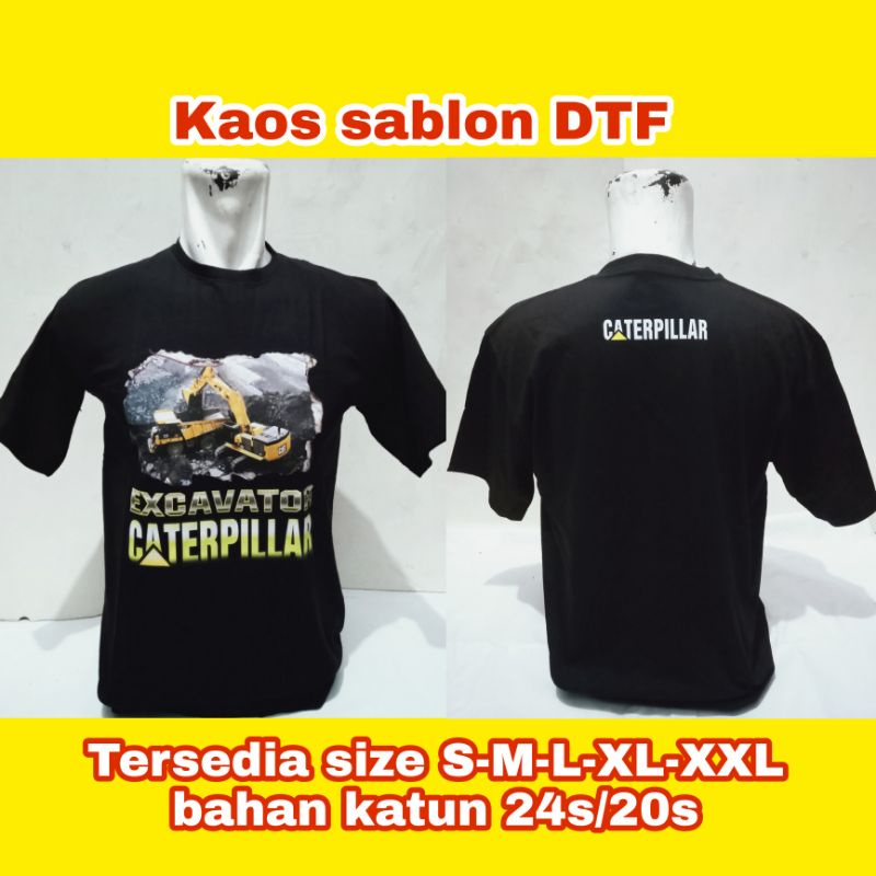 Kaos sablon Excavator Caterpillar/kaos distro alat berat/kaos caterpillar