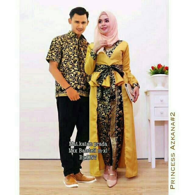 Sarimbit Batik Anggun Couple Sania Mawar ruffle - Warna Ungu, Tosca, pink, Biru, Kuning - M - L -XL