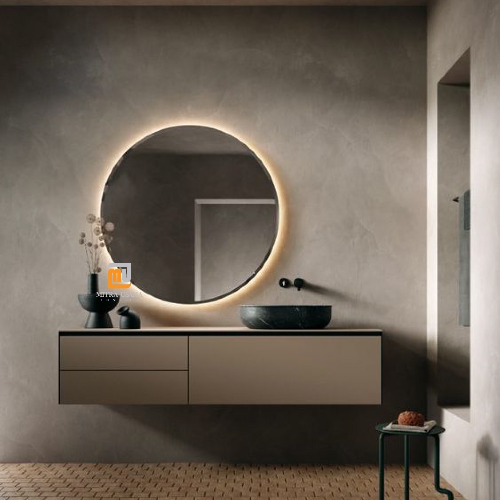 Cermin Bulat 60cm Besi LED / Pigura Bulat Besi / Cermin lampu LED / Cermin Dekorasi dinding