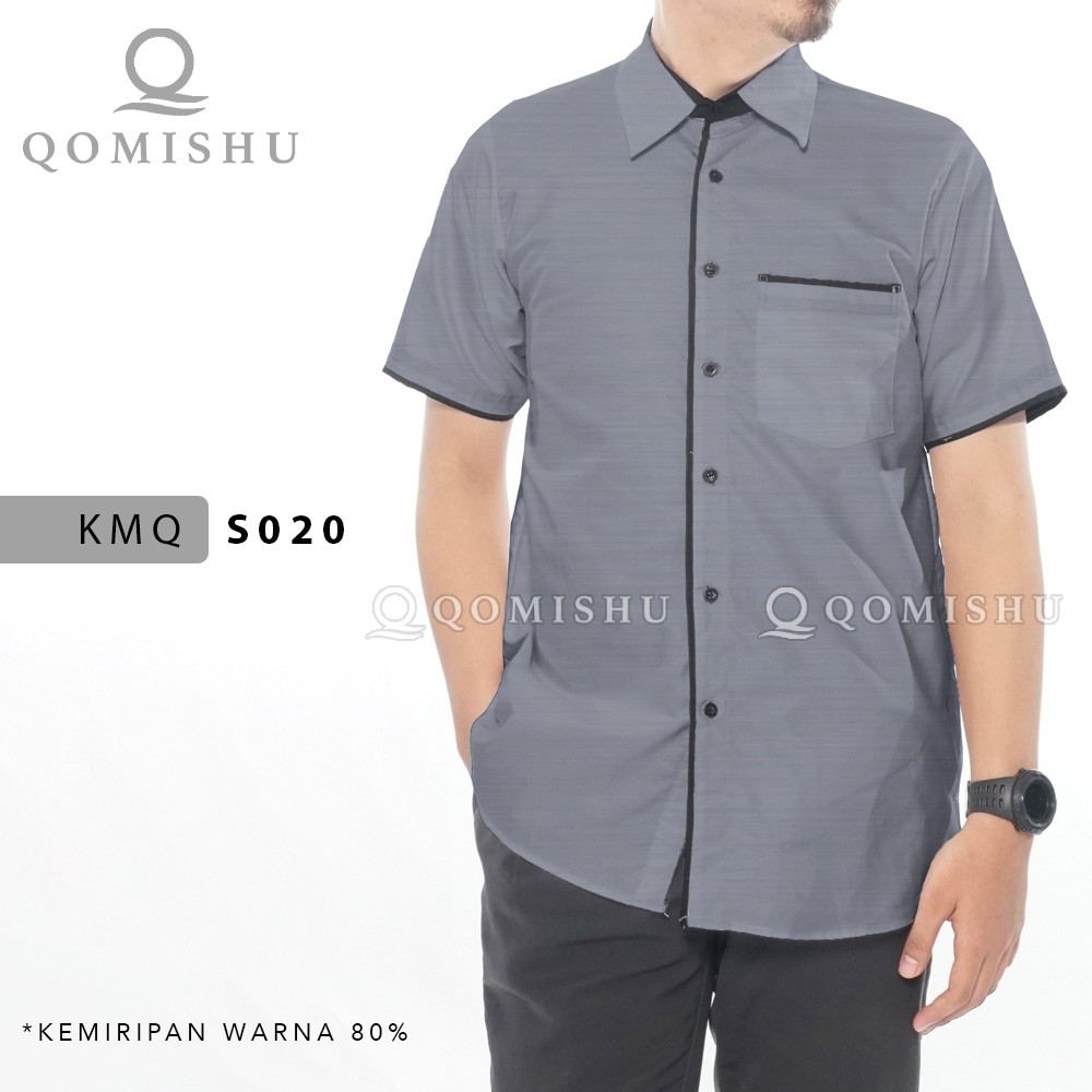 Kemeja Kasual Pria Slim Fit Simpel Modern KMQ QOMISHU