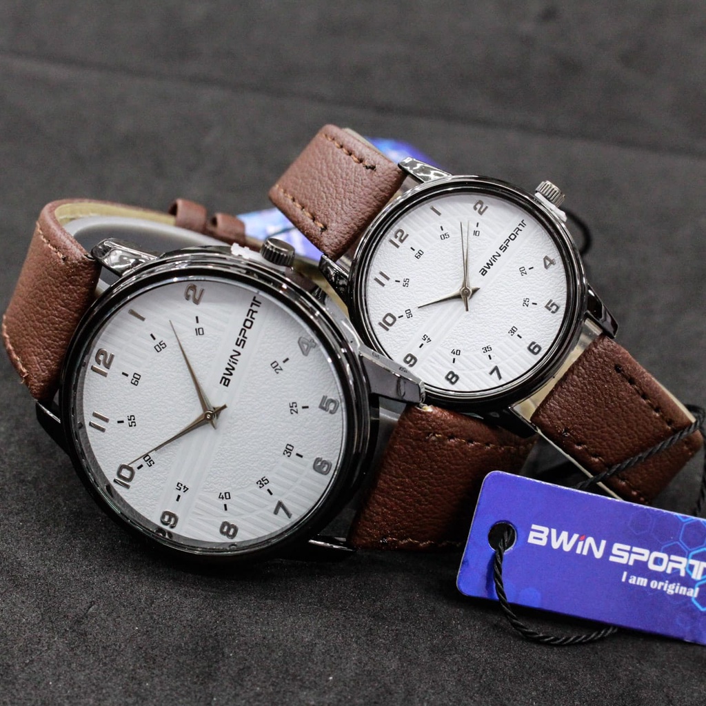 JAM TANGAN COUPLE SERIES AWINSPORT TALI KULIT TERBARU/JAM TANGAN FASHION KEKINIAN/