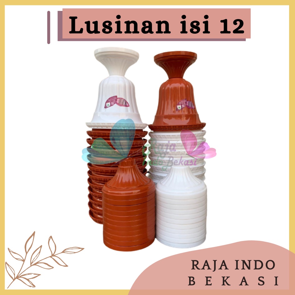 LUSINAN Pot Piala Green Leaf Feronia 6152 Putih Coklat Merahbata Merah Bata Terakota Pot Piala Tinggi Putih Plastik hitam pendek 50 - Pot bunga tanaman piala feronia putih 18cm - PIALA MINI 6152