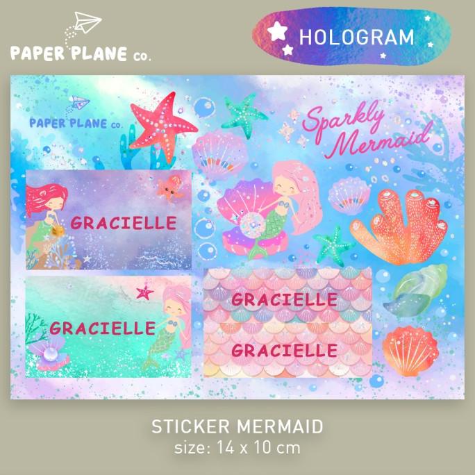 

(BISA COD) Sticker Label Nama Bujo Hologram "Mermaid" Tahan Air Anti Luntur PROMO Kode 48