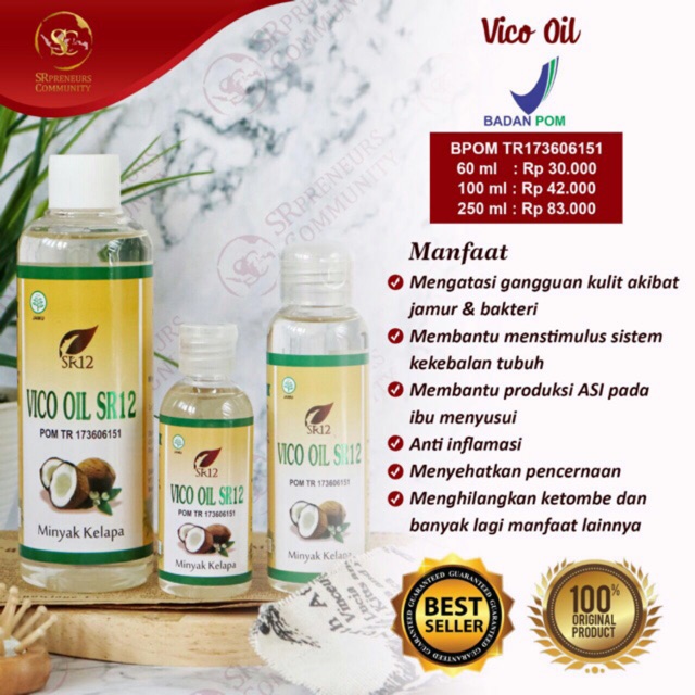 

VIRGIN COCONUT OIL SR12/TAMBAH IMUNITAS/KESEHATAN