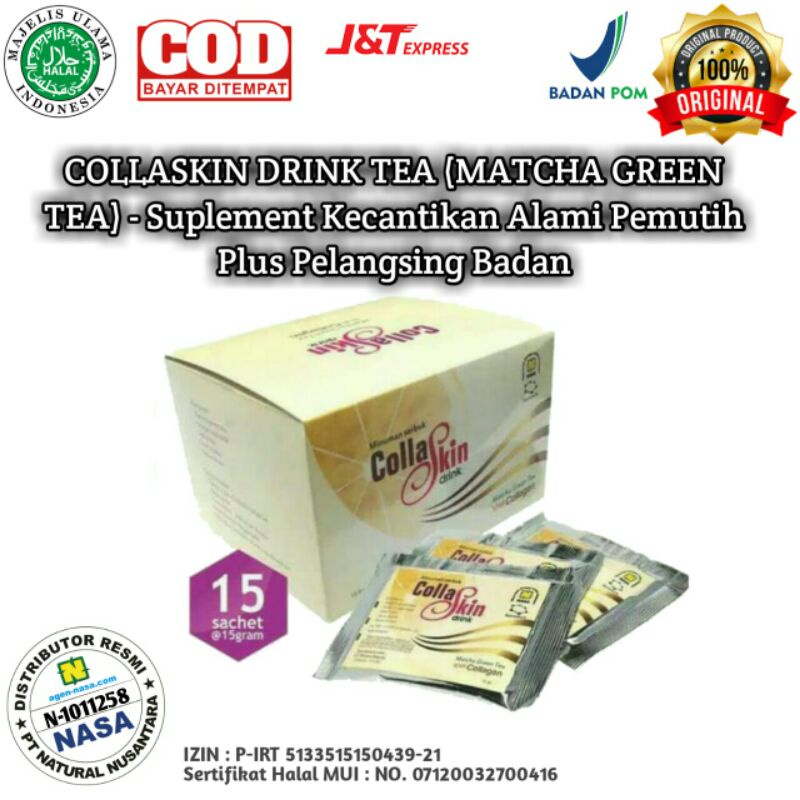 

collaskin drink matcha green tea codrink Nasa pelangsing penurun berat badan collagen ori original