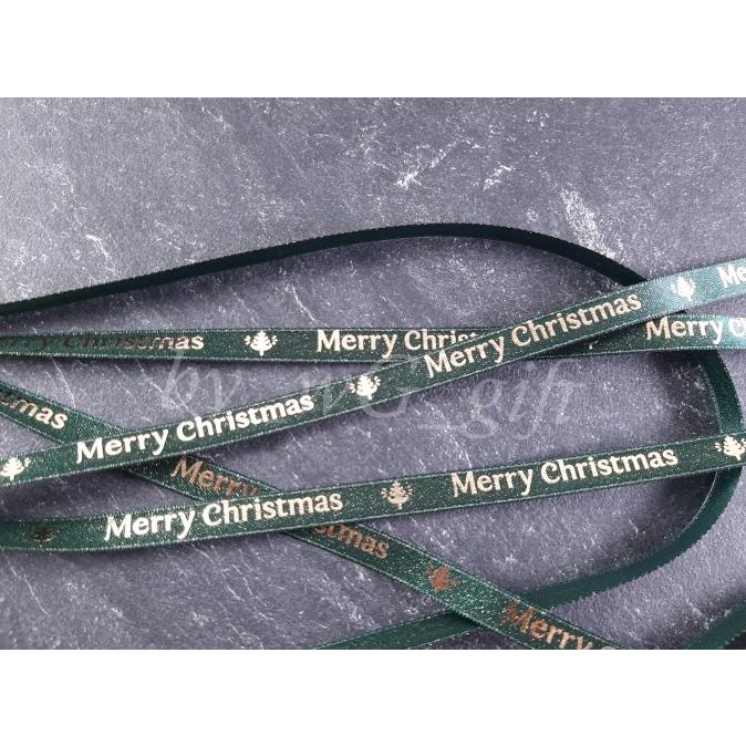 

%$%$%$%$] Pita Natal Christmas - Satin List Emas - Emboss Emas; Warna Hijau