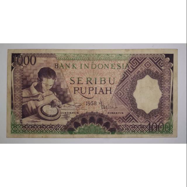 Uang kuno 1000 rupiah pekerja tahun 1958 rp 1000 pekerja 1958 uang kuno rp.1000 pekerja tahun 1958